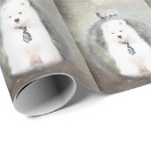 Cadeau Papier d'emballage de Noël de chiot de Samoyed (Coin rond)