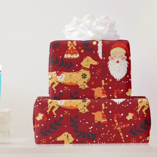 Cadeau Papier d'emballage de Noël de Dachshund