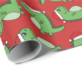 Cadeau Papier d'emballage de Noël de dinosaure mignon de (Coin rond)