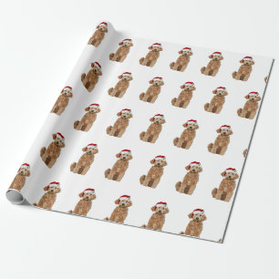 Cadeau Papier d'emballage de Noël de doodle doré
