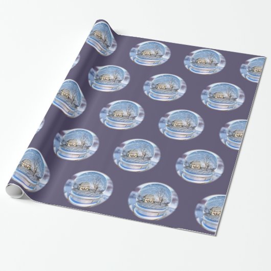 Cadeau Papier d'emballage de Noël de globe de flocon de (Déroulé)