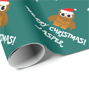 Cadeau Papier d'emballage de Noël de hibou fait sur