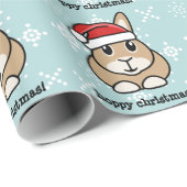 Cadeau Papier d'emballage de Noël de lapin de bande (Coin rond)