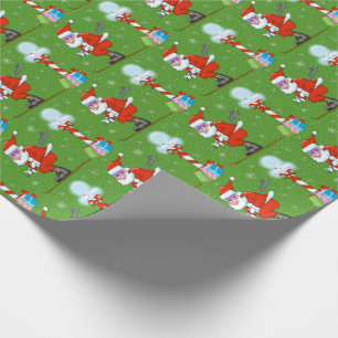 Cadeau Papier d'emballage de Noël de Santa de ski