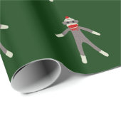 Cadeau Papier d'emballage de Noël de singe de chaussette (Coin rond)