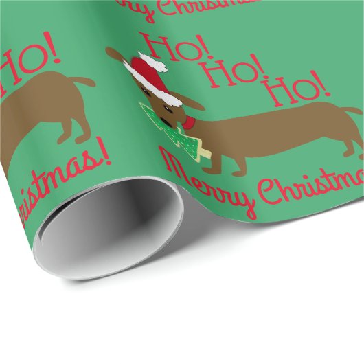 Cadeau Papier d'emballage de Noël de teckel (Coin rond)