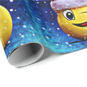 Cadeau Papier d'emballage de Noël d'Emoji (Coin rond)