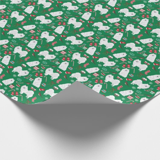 Cadeau Papier d'emballage de Noël du Spitz japonais (Coin)