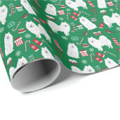 Cadeau Papier d'emballage de Noël du Spitz japonais (Coin rond)