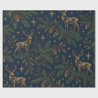 Cadeau Papier d'emballage de Noël élégant cerfs marine bo