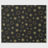 Cadeau Papier d'emballage de Noël élégant noir et or (Plat)