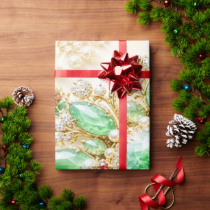 Cadeau Papier d'emballage de Noël en émeraude luxueux orn