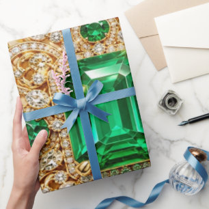 Cadeau Papier d'emballage de Noël en émeraude luxueux orn