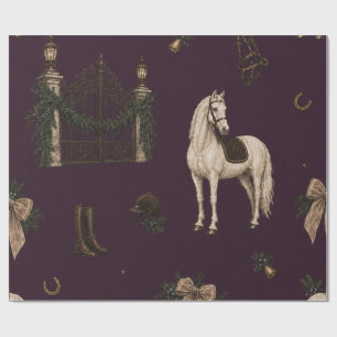 Cadeau Papier d'emballage de Noël Equestre Cerise