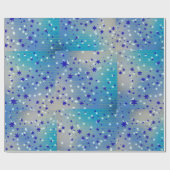 Cadeau Papier d'emballage de Noël étoile bleue (Plat)