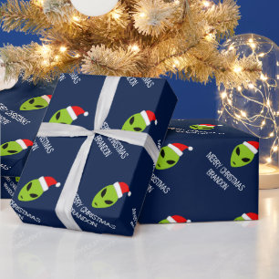 Cadeau Papier d'emballage de Noël étranger drôle du père