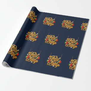 Cadeau Papier d'emballage de Noël Feliz Natal en or portu