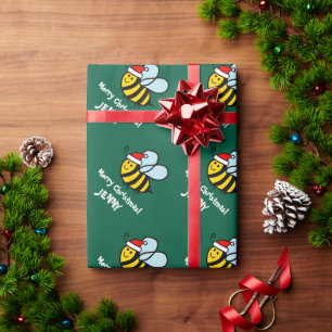 Cadeau Papier d'emballage de Noël Funny Santa bee pour le