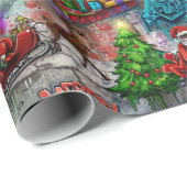 Cadeau Papier d'emballage de Noël graffiti (Coin rond)