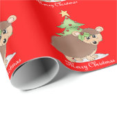 Cadeau Papier d'emballage de Noël Hérisson (Coin rond)