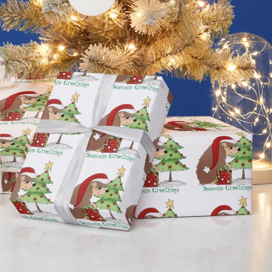 Cadeau Papier d'emballage de Noël Hérisson (Vacances)