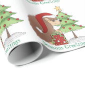 Cadeau Papier d'emballage de Noël Hérisson (Coin rond)