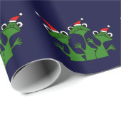 Cadeau Papier d'emballage de Noël heureux de grenouilles (Coin rond)