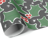 Cadeau Papier d'emballage de Noël Holly Festive (Coin rond)