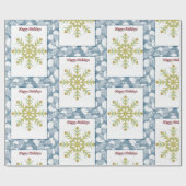 Cadeau Papier d'emballage de Noël Joyeuses Fêtes Flocons  (Plat)