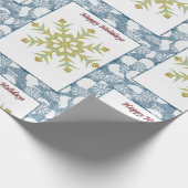 Cadeau Papier d'emballage de Noël Joyeuses Fêtes Flocons  (Coin)