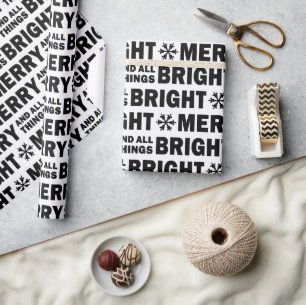 Cadeau Papier d'emballage de Noël Joyeux et Lumineux