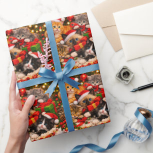 Cadeau Papier d'emballage de Noël Kitten Festif
