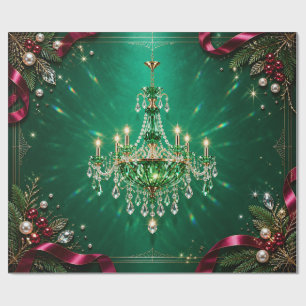 Cadeau Papier d'emballage de Noël Lustre Émeraude Luxe