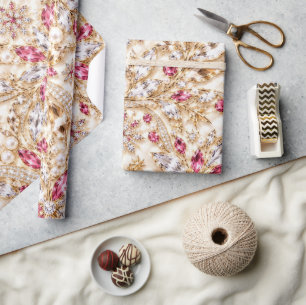 Cadeau Papier d'emballage de Noël Luxe Rubis