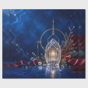 Cadeau Papier d'emballage de Noël Luxe Saphir Bijou