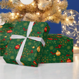 Cadeau Papier d'emballage de Noël Luxueux Émeraude Vert &
