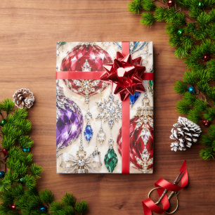 Cadeau Papier d'emballage de Noël Luxueux Perles de Verre