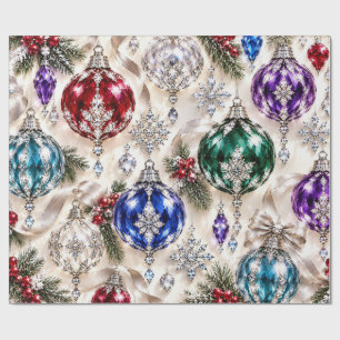 Cadeau Papier d'emballage de Noël Luxueux Perles de Verre