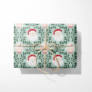 Cadeau Papier d'emballage de Noël M. et Mme Claus Menthe