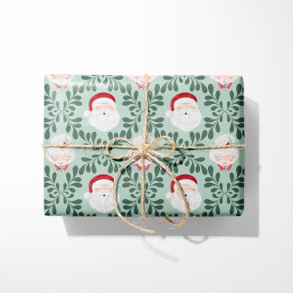 Cadeau Papier d'emballage de Noël M. et Mme Claus Menthe