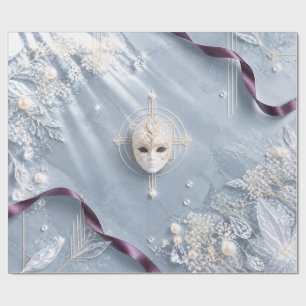 Cadeau Papier d'emballage de Noël Mascarade Bleu Glacé Él