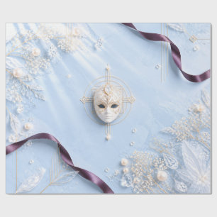 Cadeau Papier d'emballage de Noël Mascarade Bleu Glace Él
