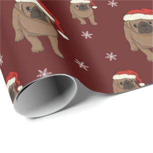 Cadeau Papier d'emballage de Noël mignon de carlin