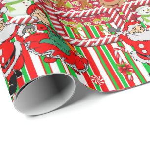 Cadeau Papier d'emballage de Noël Mme Claus Père Noël