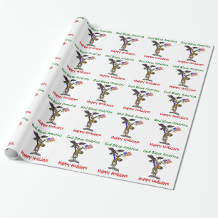 Cadeau Papier d'emballage de Noël patriotique de renne
