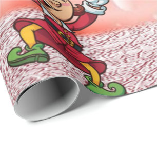 Cadeau Papier d'emballage de Noël Peppermint Elf Bonhomme