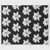 Cadeau Papier d'emballage de Noël Pointsetta blanc (Plat)