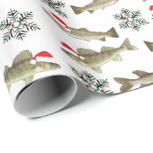 Cadeau Papier d'emballage de Noël, poisson, pêcheur (Coin rond)