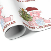Cadeau Papier d'emballage de Noël pour cochons (Coin rond)