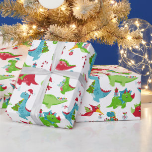 Cadeau Papier d'emballage de Noël pour enfants Dinosaures